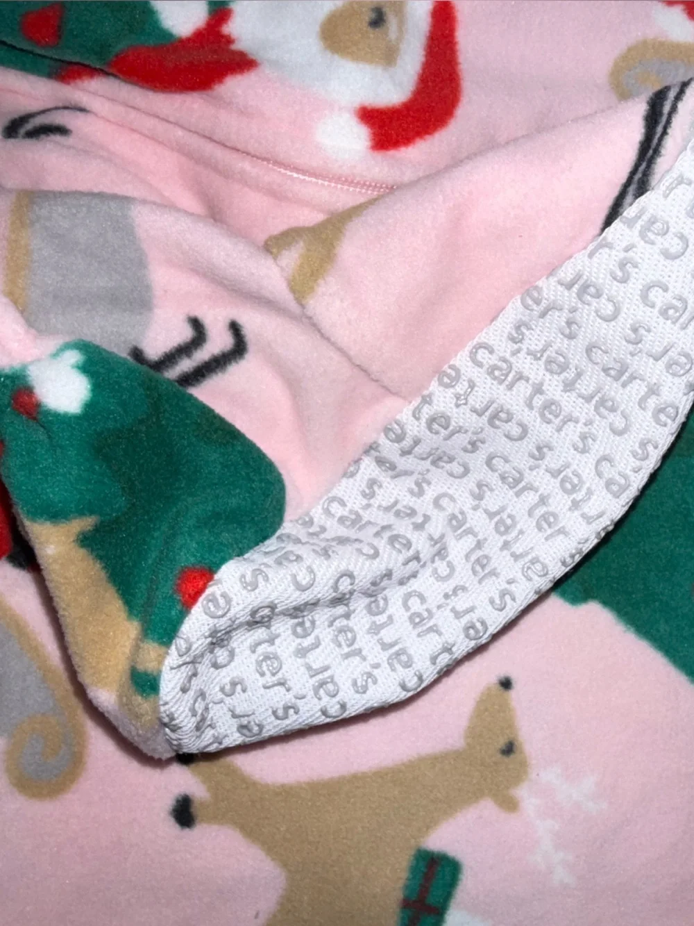 Carter's Pink Santa & Tree Fleece One-Piece Pajama